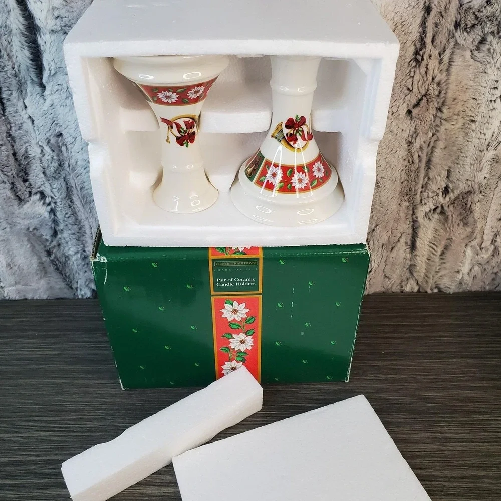 Classic Traditions Charlton Hall Pair (2) Tapered Candle‎ Holders JAPAN W/Box